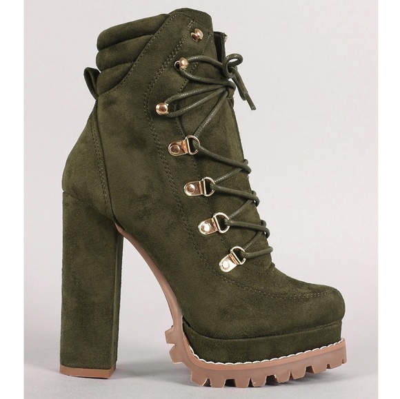 Last Size 8 🖤Suede D-Ring Lace Up Platform Bt - Picture 2 of 8